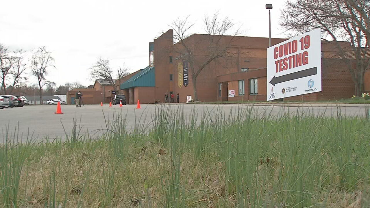 A COVID-19 testing site at Fairdale High School